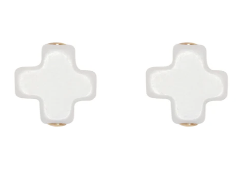 Enewton Signature Cross Stud - Off-White