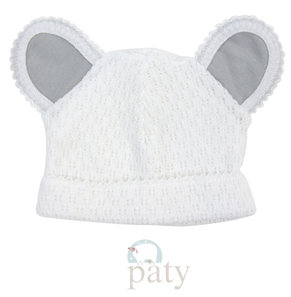 Paty White Bear Cap w/ Grey Ears