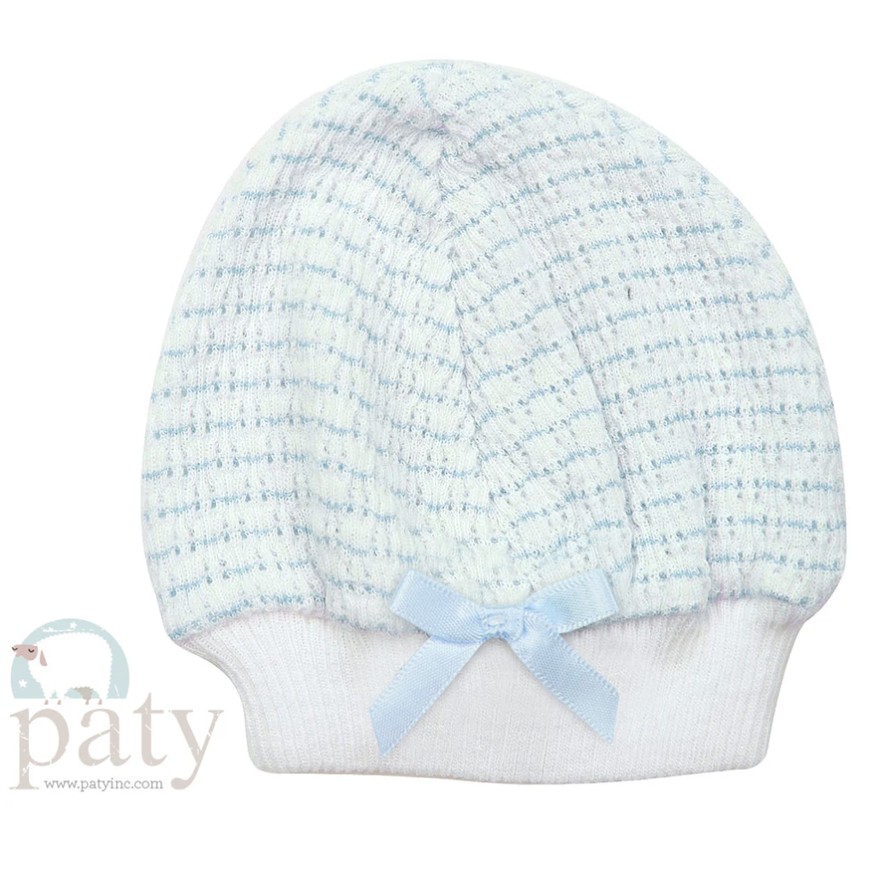 Paty Pinstripe Beanie Cap Blue