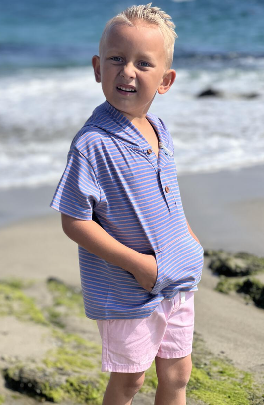 Sennen Royal/Pink Stripe Hooded Top