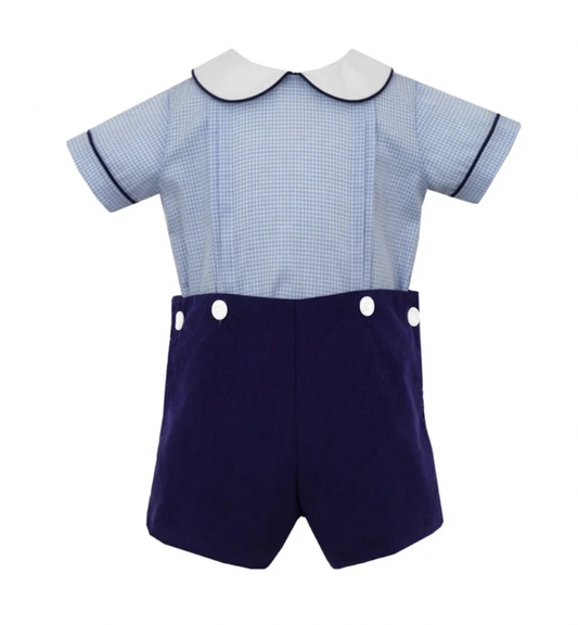 PT Navy Blue Corduroy Boys Button On Short Set