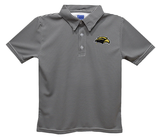 USM Eagles Embroidered Purple Stripes Short Sleeve Polo Shirt