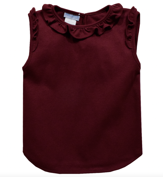 Burgundy Knit Girls Ruffle Top