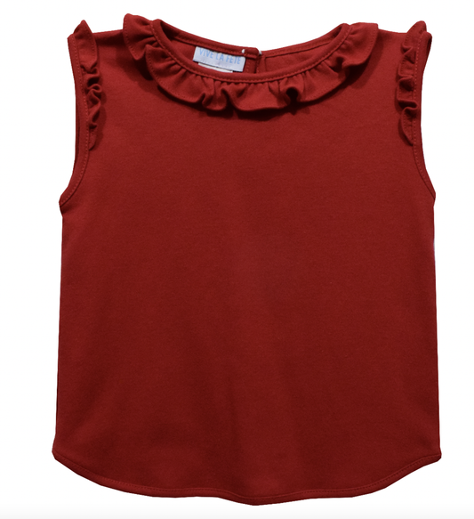 Red Knit Girls Ruffle Top