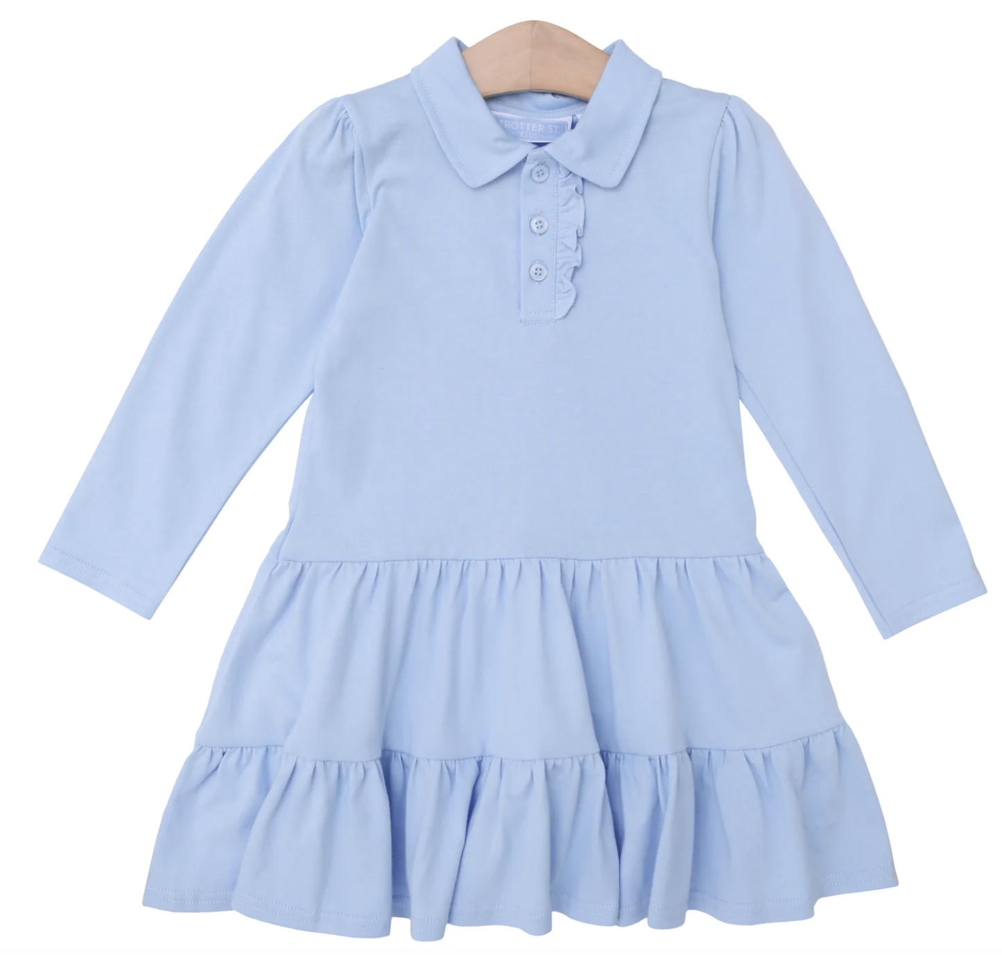 TSK Ruffle LS Polo Dress- Light Blue