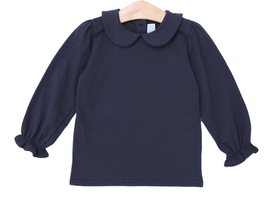 TSK  Peter Pan Collar LS Shirt- Navy