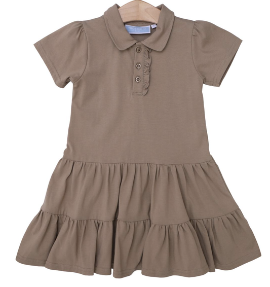 TSK Ruffle Polo Dress- Khaki