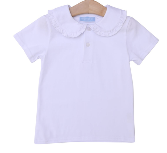 TSK Ruffle Collar Polo- White