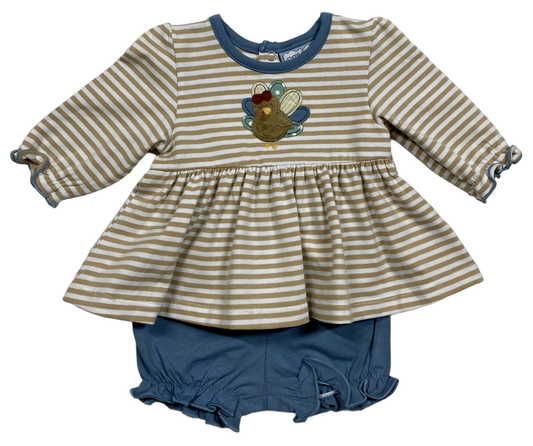 TS Turkey Applique Girls Bloomer Set