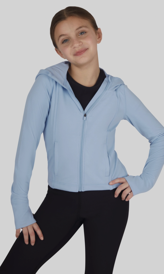 Blue Hooded Full Zip Active Jacket