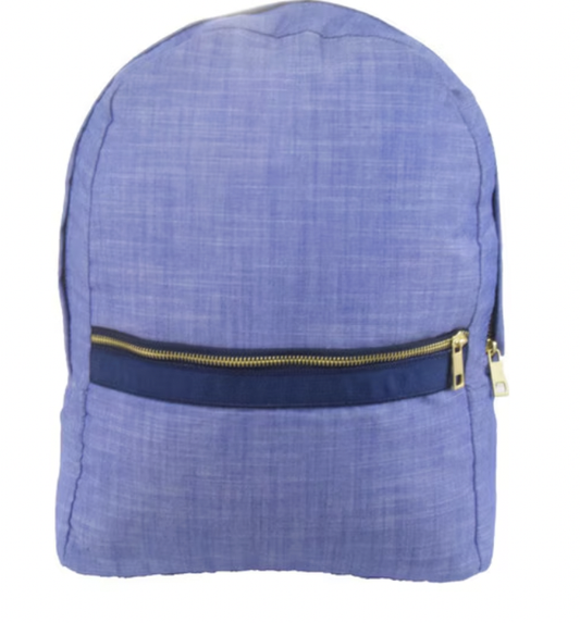 Navy Chambray Seersucker Medium Backpack