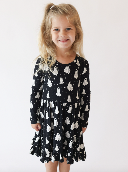 Posh Peanut Ghostly Glow in Dark Ruffled Twirl Dress