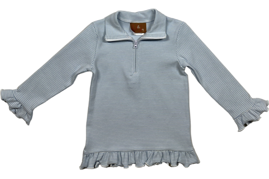 MJ Ellie 1/4 Zip Pullover- Lt Blue Stripe