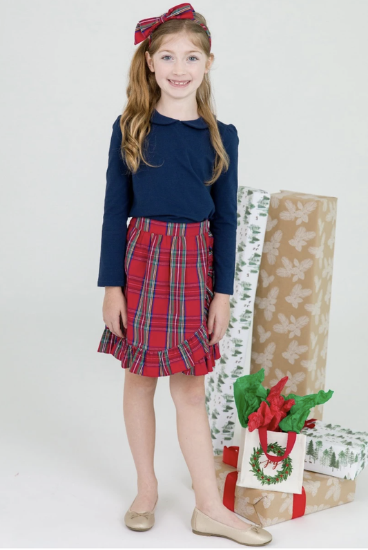 Tis the Season Plaid Ruffle Wrap Skirt