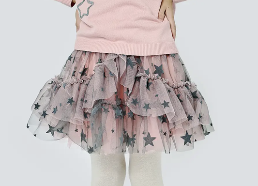 Star Mesh TuTu Skirt Grey