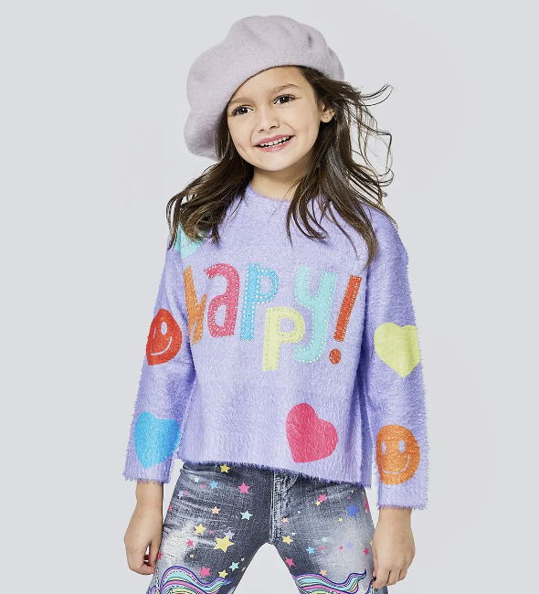 Happy Print Sweater Top