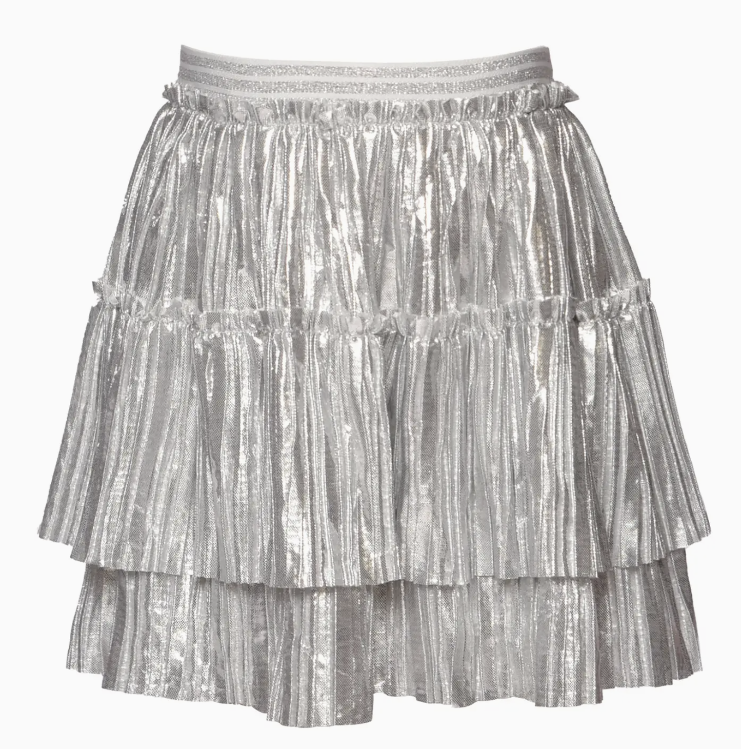 Silver 2 Tiered Mini Pleated Skirt