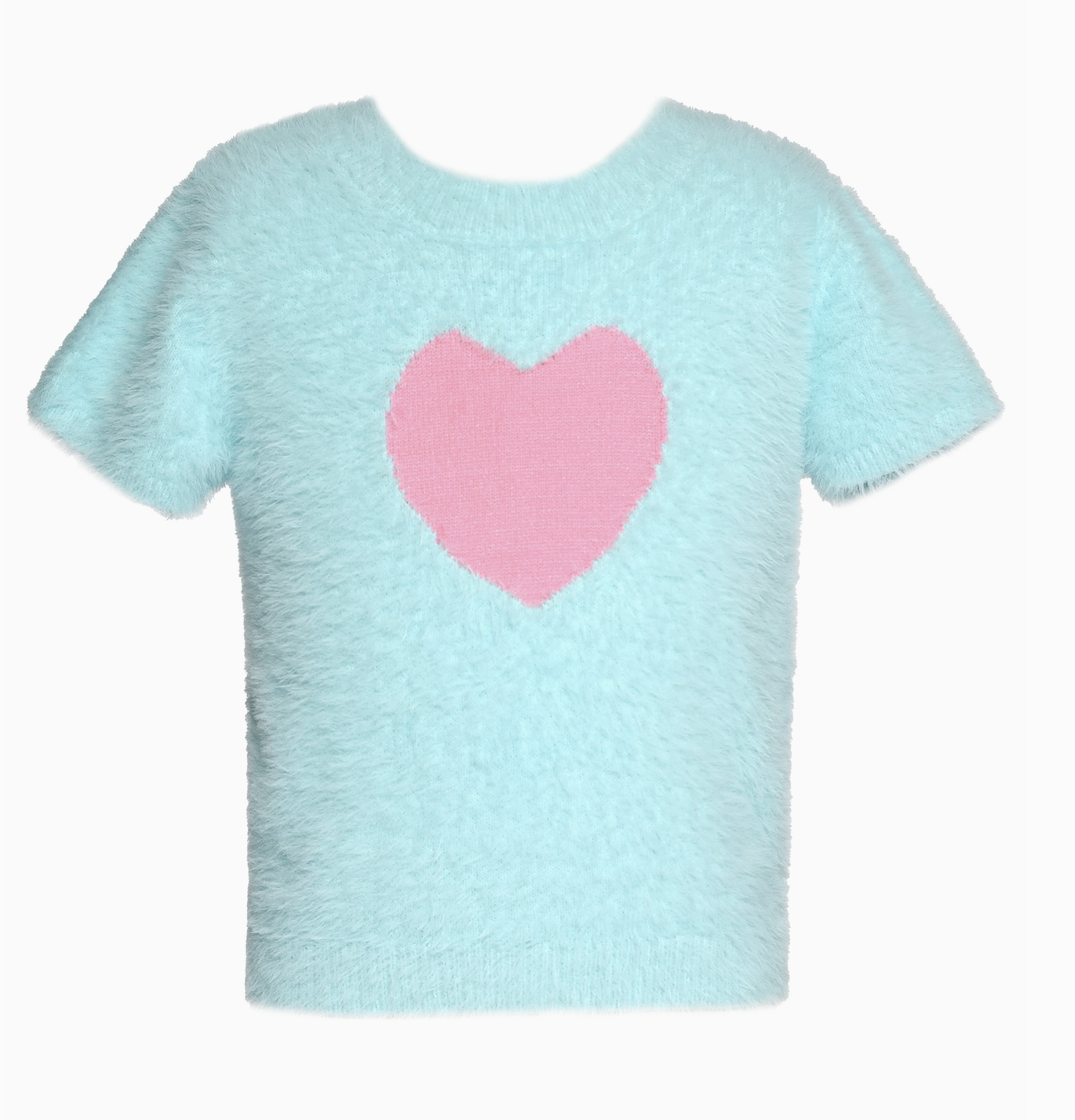 Aqua Heart Fuzzy Sweater