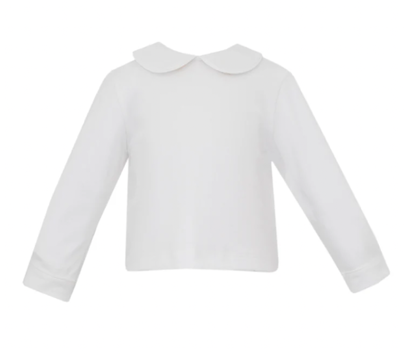 Boy's White Knit L/S Peter Pan Shirt