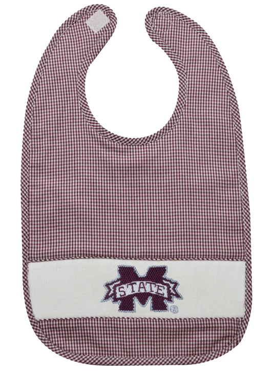 Mississippi Bulldogs Smocked Gingham Bib