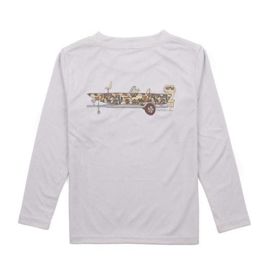 PT Boys Performance Tee LS Camo Boat Ice Grey