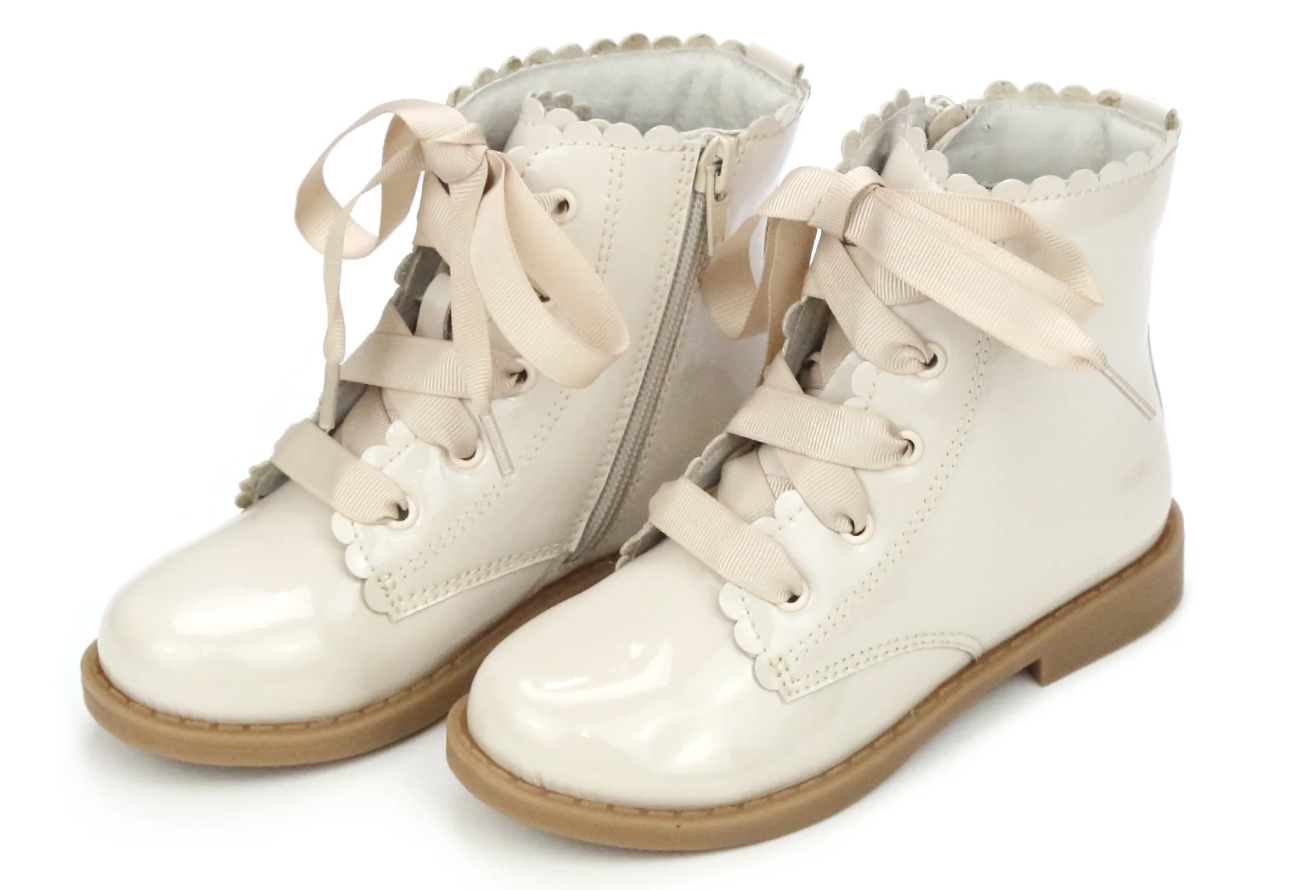 Josephine Scallop Boot Patent Cream