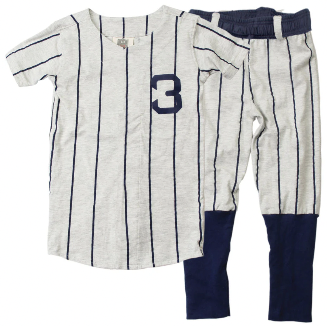 Oatmeal Heather Ruth Baseball SS PJ Set