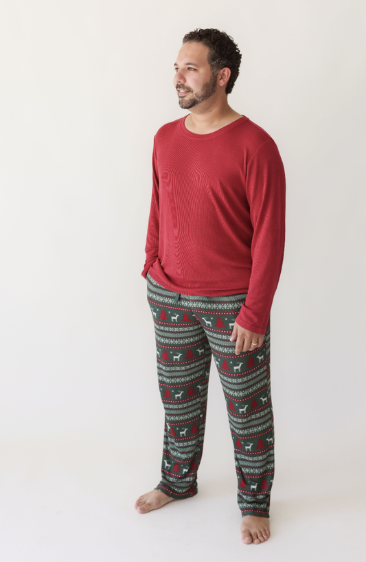 Posh Peanut Mens LS PJ Holiday Fair Isle