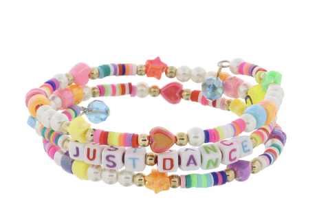 Kids Multi Sequin Iridescent Icons W/ Just Dance Beaded Coil Bracelet