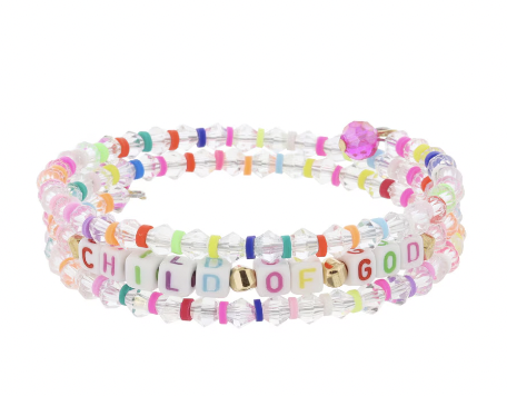 Kids Multi Sequin " Child Of Gold" Beaded Coil Bracelet