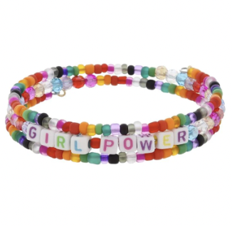 Kids Multi "Girl Power" Beaded Coil Bracelet