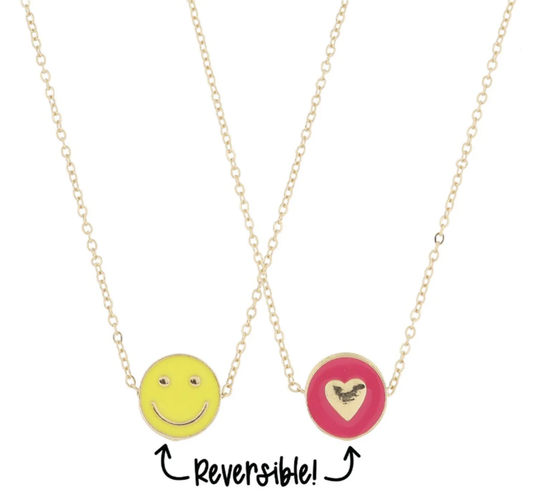 Kids Yellow/Pink Smiley Face Necklace