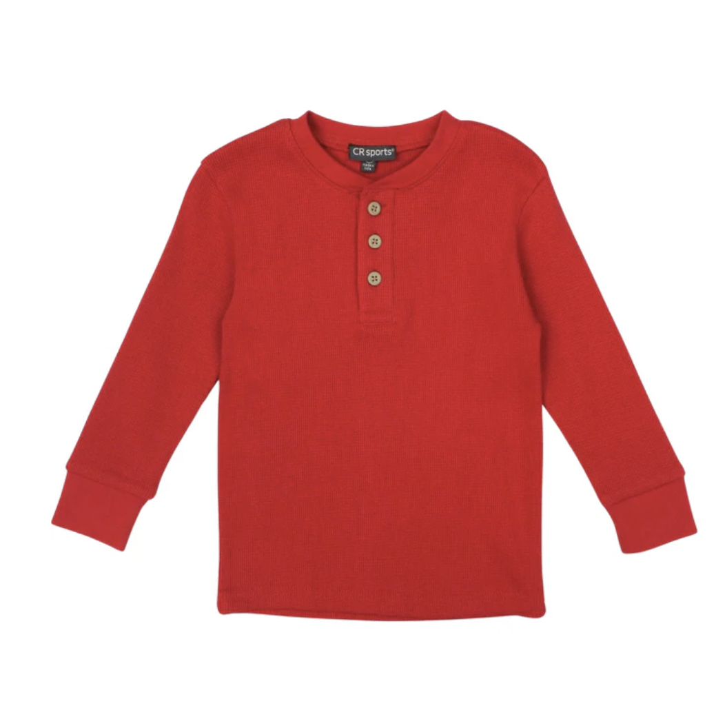 Red Boys Basic Thermal Henley Top