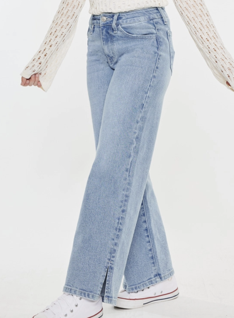 Youth High Rise Wide Leg Light Jean