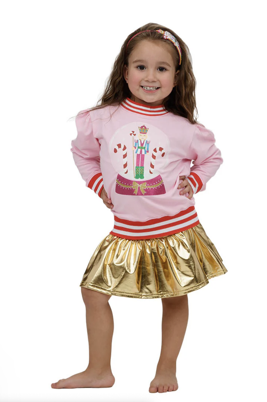 Holly Light Pink Sweatshirt Glitter Nutcracker