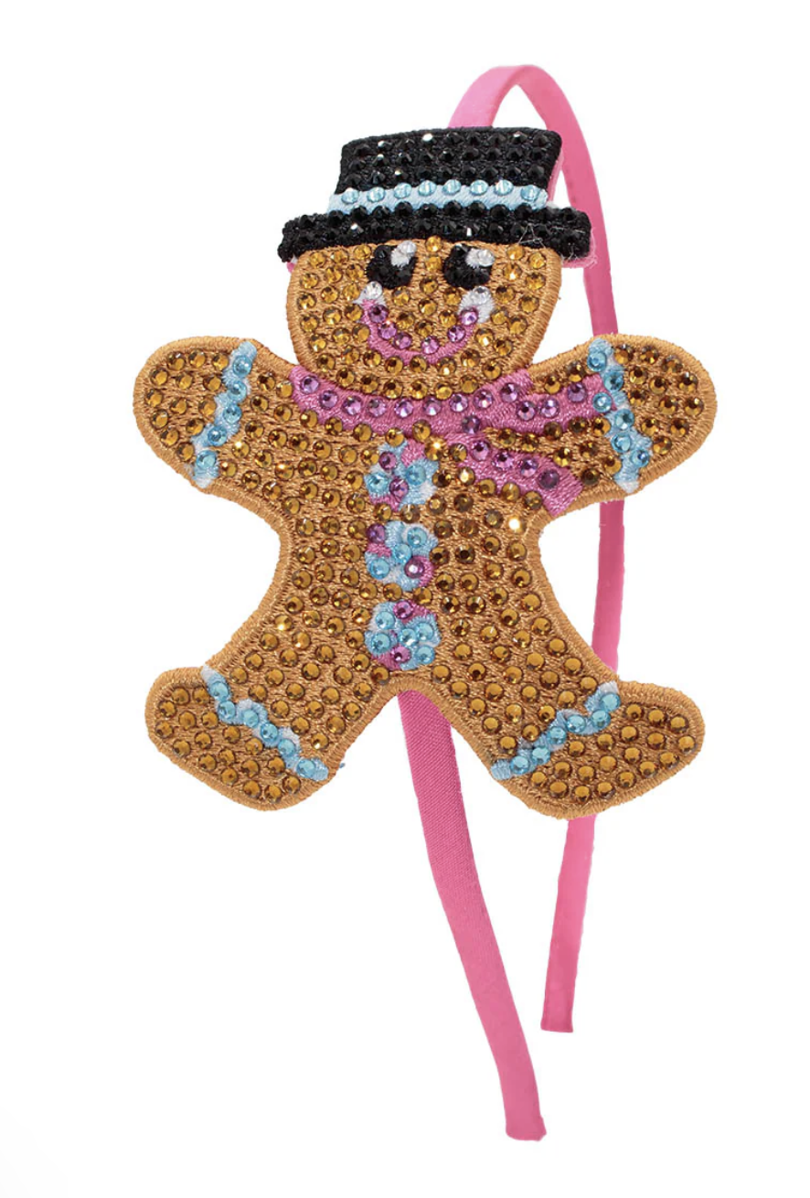 Gingerbread Man Rhinestone Patch Headband