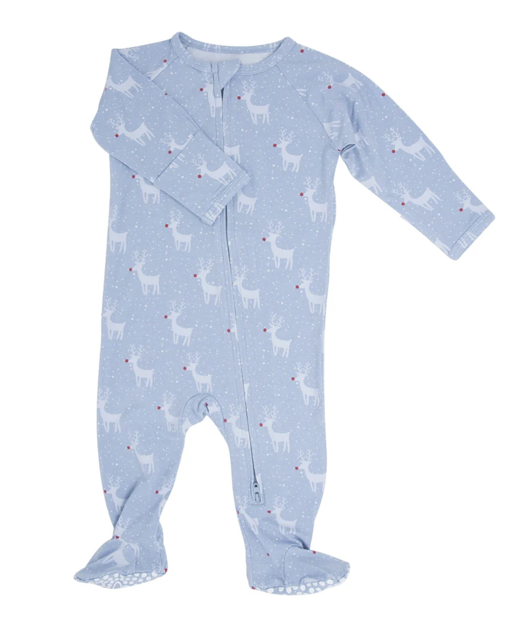 Sweet Bamboo Rudolph Blue Zipper Footie