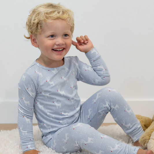 Sweet Bamboo Rudolph Blue Kid Pajama