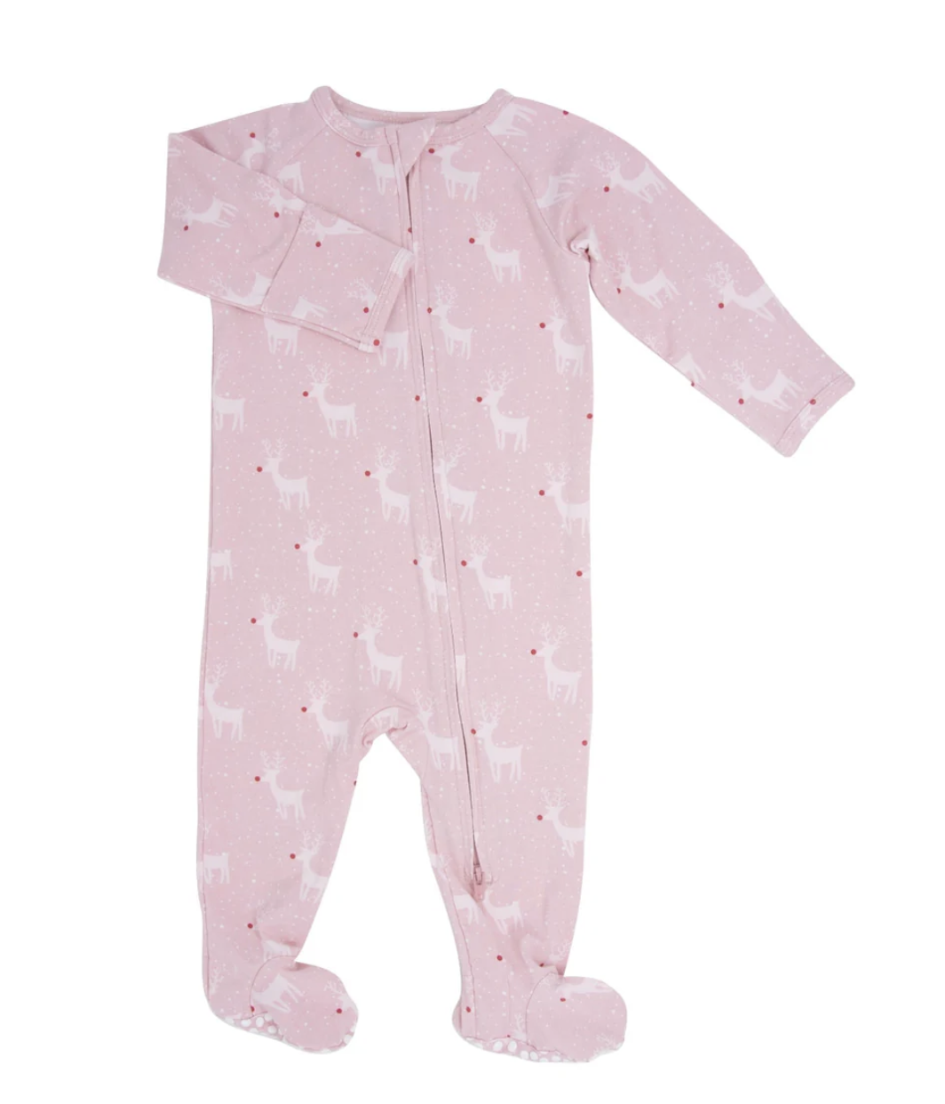 Sweet Bamboo Rudolph Pink Zipper Footie