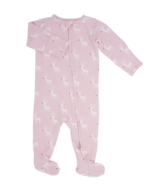 Sweet Bamboo Rudolph Pink Zipper Footie