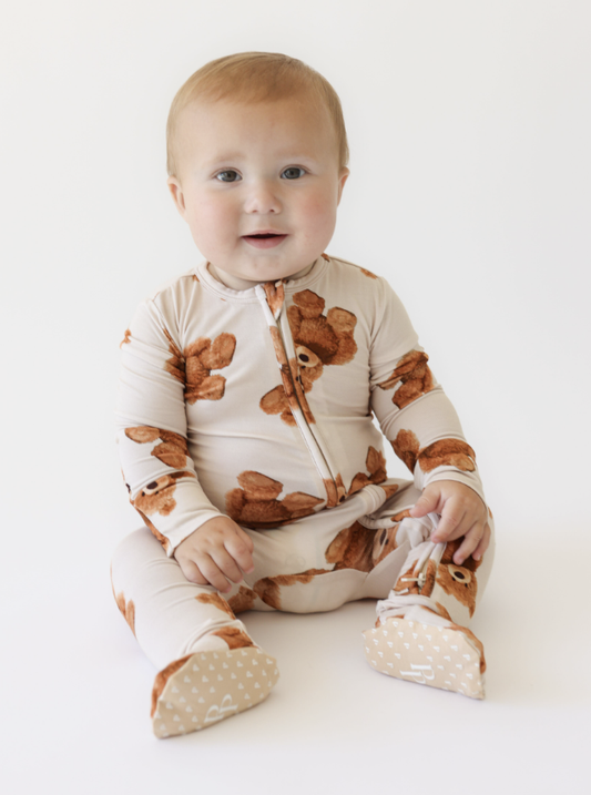 Posh Peanut Teddy Freddy Footie Zippered One Piece