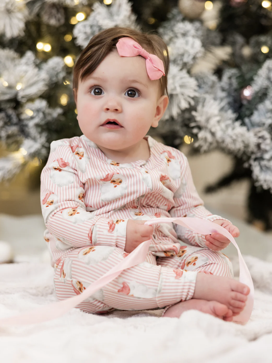 Baby PJ Onesie Santa Baby Pink