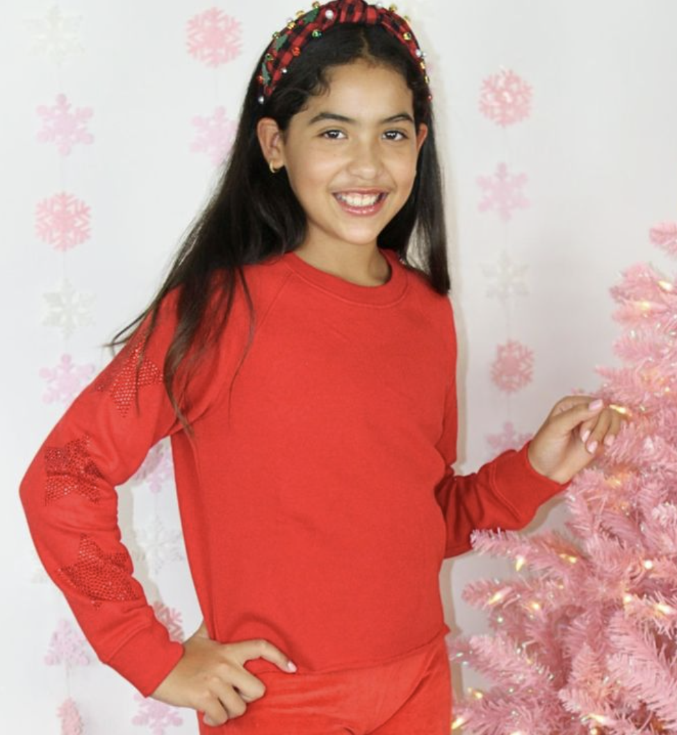 Red Star Rhinstone Graphic Sweatshirt