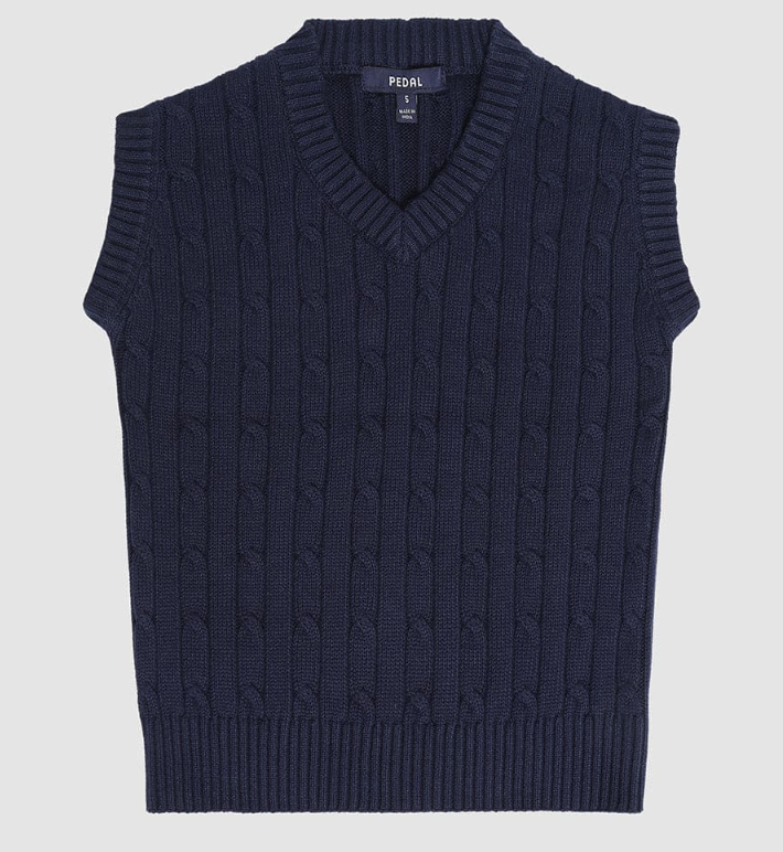 Darby Cable Vest Navy