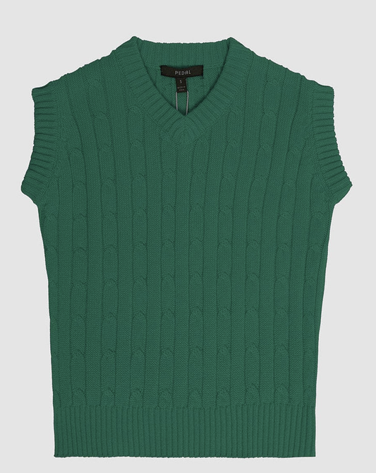 Darby Cable Vest Green