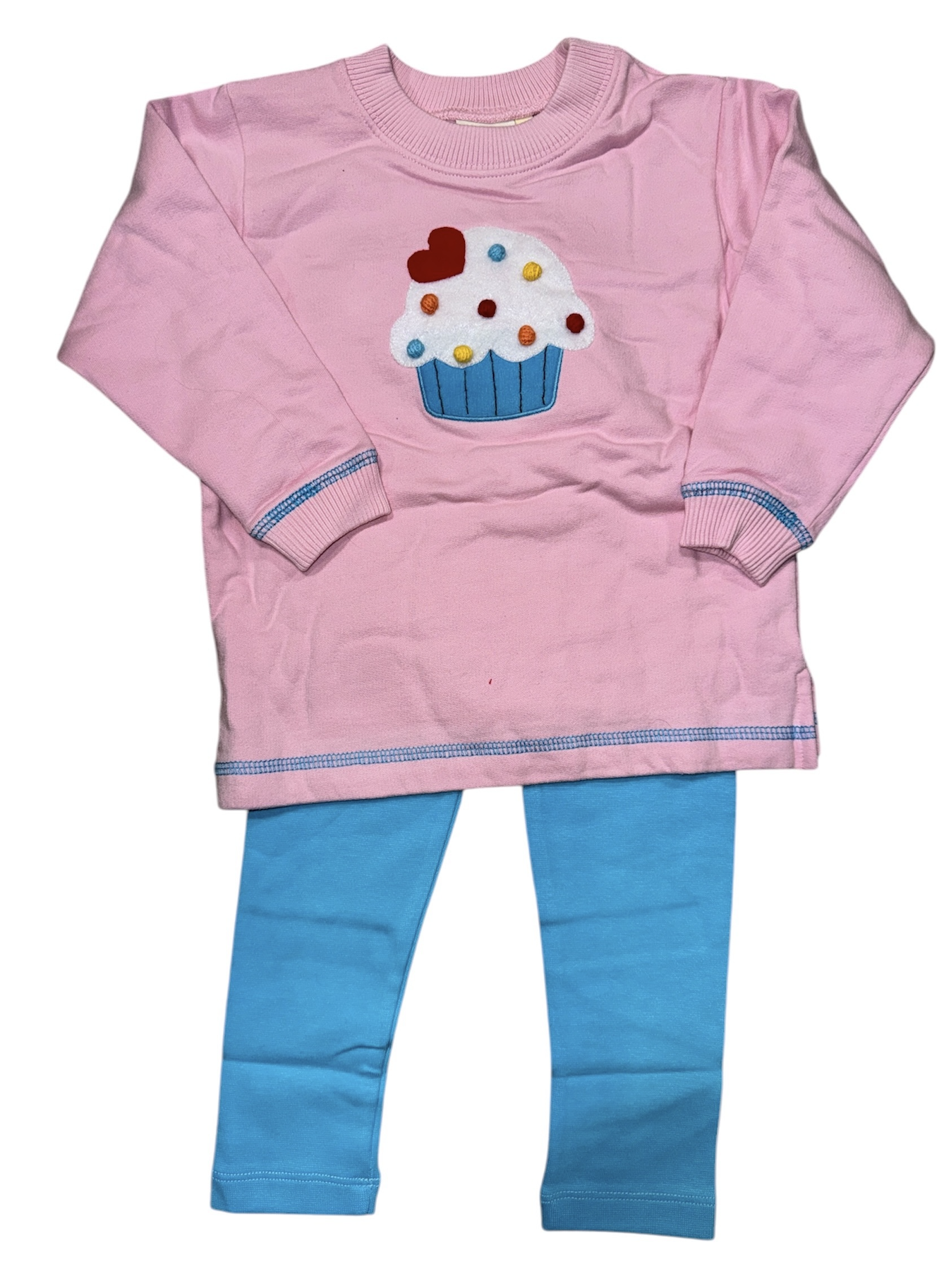 Cupcake Sweatshirt w/Turquoise Legging Set