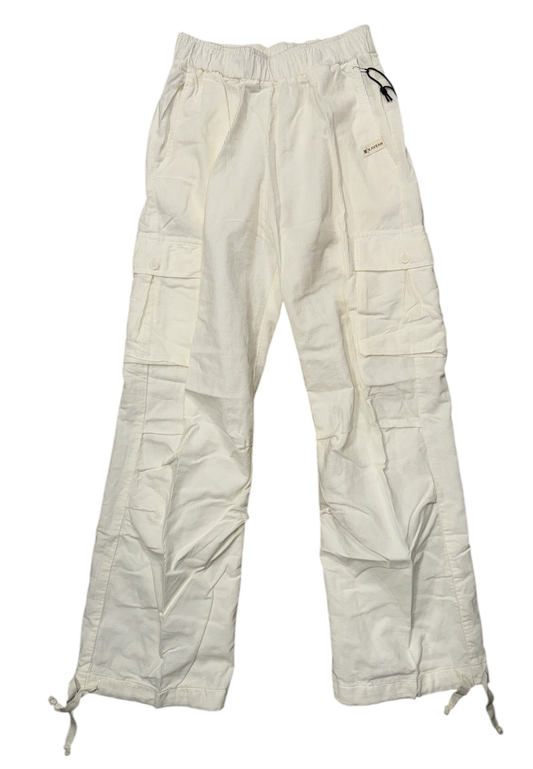 Ecru Corduroy Drawstring Cargo Pant