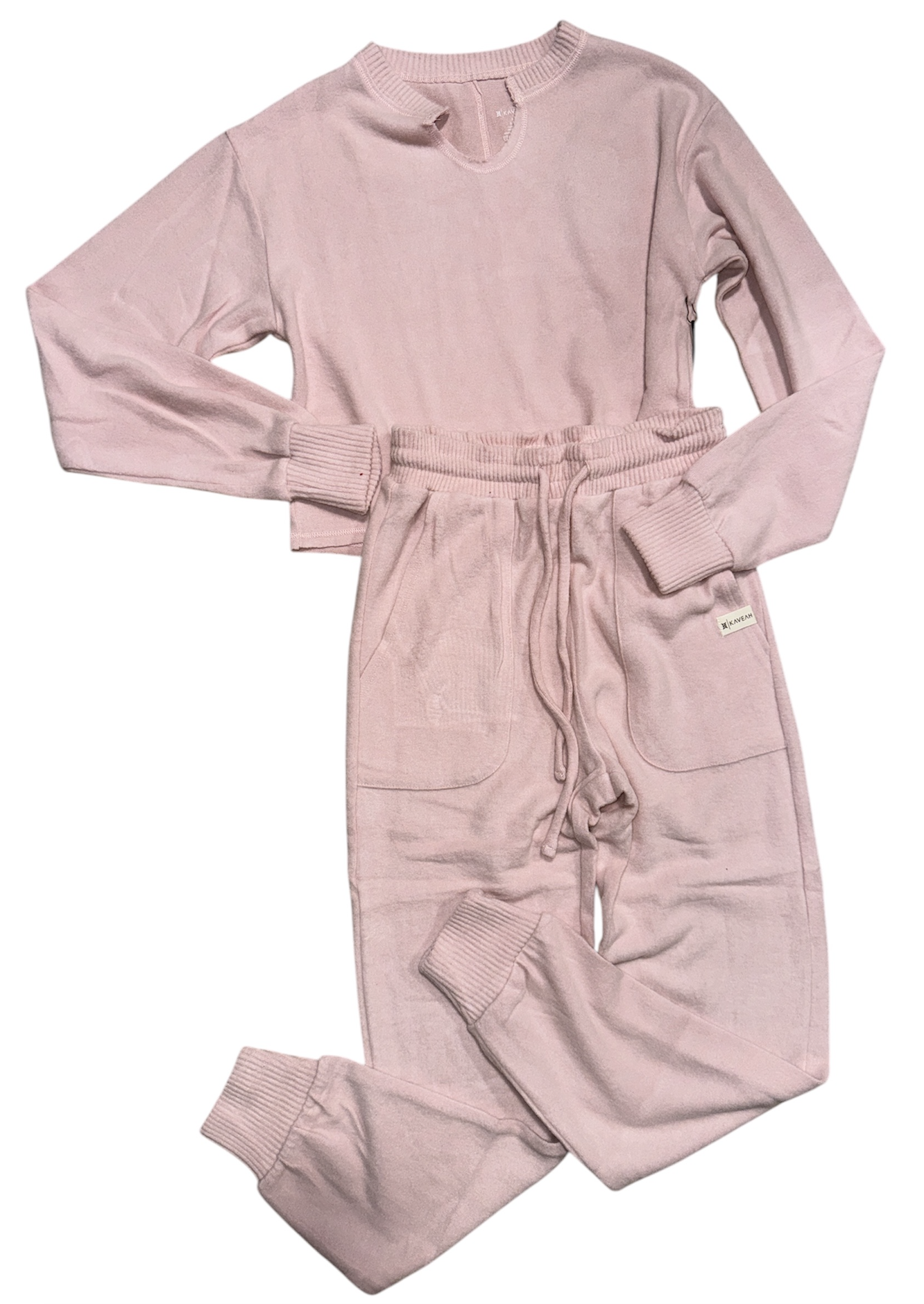 Hacci Jersey Keyhole Pocket Jogger Petal Pink Set