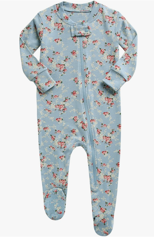 VB Blue Vintage Floral Footie