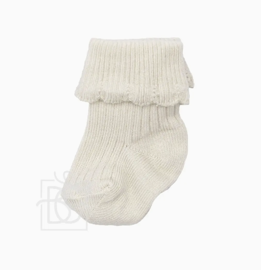 Folded Cuff Newborn Scottish Yarn - Natural